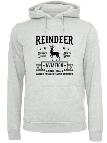 F4NT4STIC Hoodie Reindeer Aviation Retro Christmas Sign in grau meliert