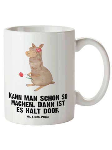 Mr. & Mrs. Panda Pott Alpaka Blume mit Spruch in Weiß