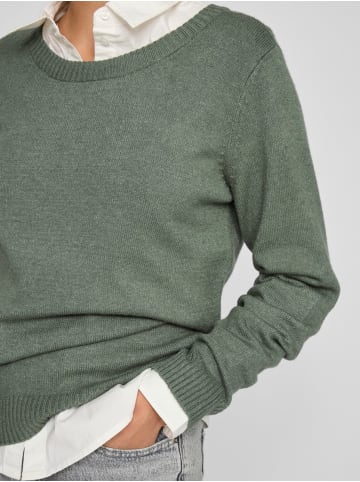Vila Dünner Rundhals Strickpullover VIRIL in Dunkelgrün