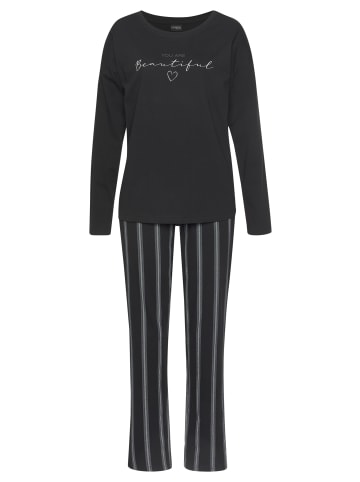 Vivance Active Pyjama in schwarz-gestreift