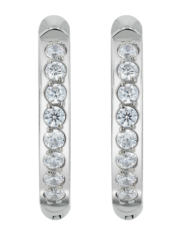 Adeliás Damen Ohrringe – Klappcreole aus Titan mit Strass Steinchen in silber