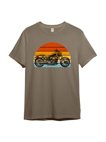 PAULGOS Herren T-Shirt, Retro Biker Shirt in Sand