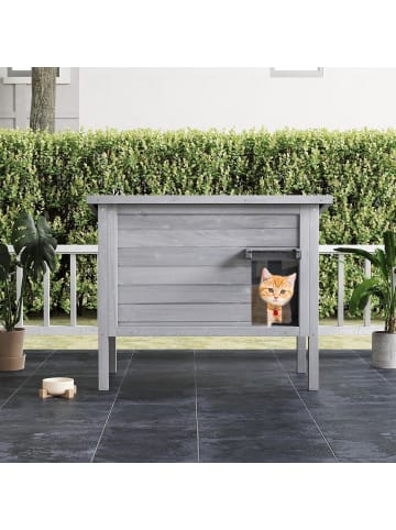 COSTWAY Katzenhaus Outdoor Winterfest in Grau