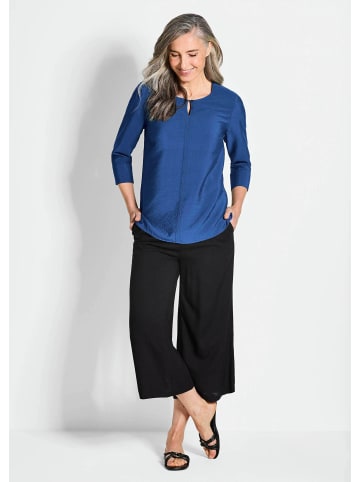 GOLDNER Kurzgröße:  Blusenshirt Viskosebluse mit 3/4-Ärmeln, Rundhals in royalblau
