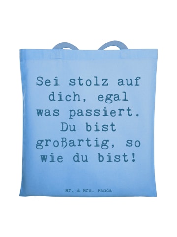 Mr. & Mrs. Panda Shopping Tasche Spruch Mit Enttäuschungen umgeh... in Sky Blue