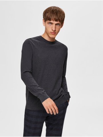 SELECTED HOMME Einfarbiger Pullover Basic Rundhals Long Sleeve Shirt SLHBERG in Dunkelgrau