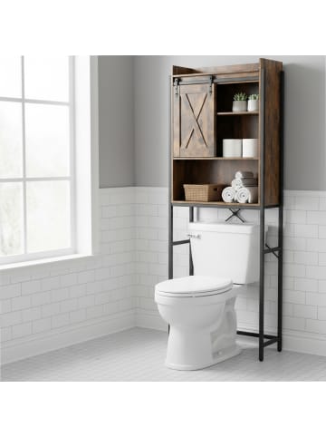 VASAGLE Toilettenregal Daxton in Vintagebraun-Schwarz - (B)24 x (H)171 x (T)64 cm