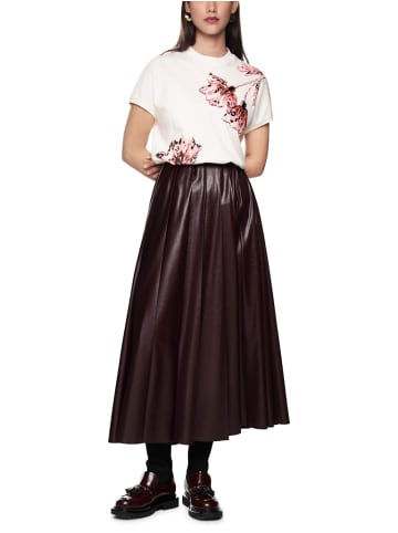 MARC CAIN Florales T-Shirt mit Perlendetails in Weiß