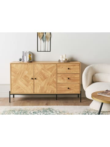 Beliani Sideboard ARIZONA in Braun/Schwarz - (W) 140 x (H) 80 x (L) 40 cm
