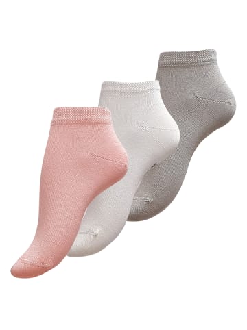 Vincent Creation® Damen "Bambus" Sneaker Socken 6 Paar in rosa/weiss/hellgrau