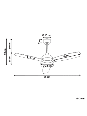 Beliani Deckenventilator mit Licht MANSALA in Braun/Schwarz