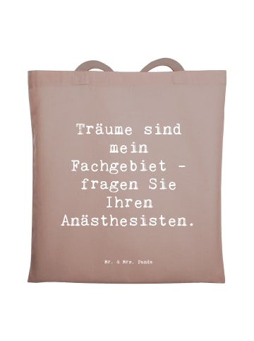 Mr. & Mrs. Panda Tragetasche Spruch Anästhesist Träume mit Spruch in Braun Pastell