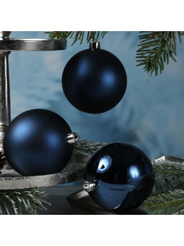 MARELIDA 4er Set Weihnachtskugeln bruchfest D: 10cm in dunkelblau