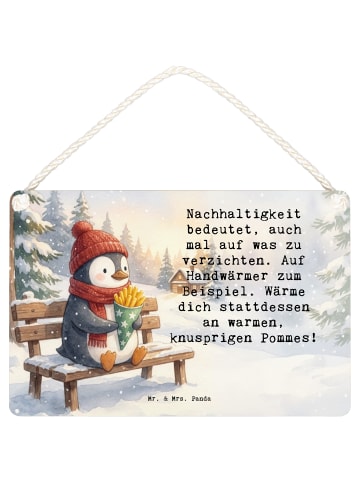 Mr. & Mrs. Panda Wandtafel Pinguin Winter Pommes Design mit Spruch in Weiß