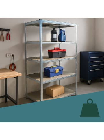 relaxdays Schwerlastregal in Silber - (B)100 x (H)180 x (T)60 cm