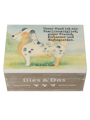Mr. & Mrs. Panda Box Hund Australien Shepherd Design mit Spruch in Weiß