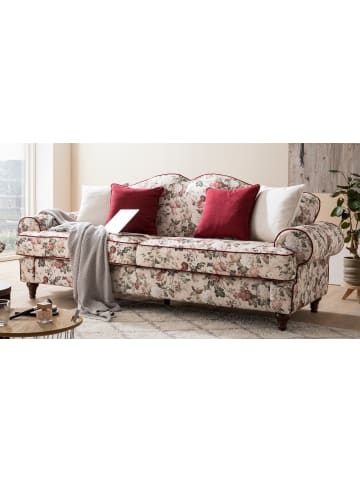 Furn.Design Sofa 3,5-Sitzer creme Landhaus, Blumen Design, Couch 228 cm