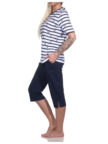 NORMANN kurzarm Schlafanzug Caprihose - 78919 in marine