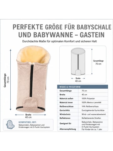 Kinderhaus Blaubär Fellsack für Babyschale Gastein & Mulltuch Blaubaer in Beige Melange