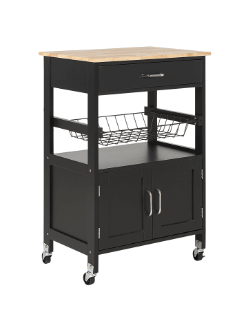 Beliani Servierwagen LUGO in Schwarz/Braun - (W) 58 x (H) 90 x (L) 40 cm