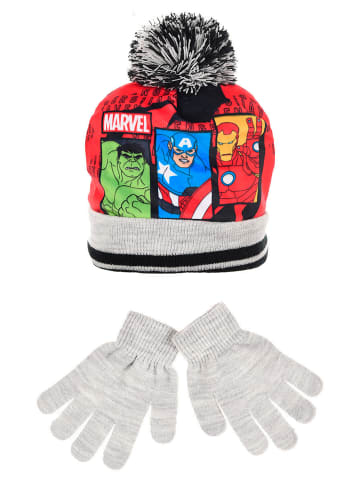 Avengers 2tlg. Set: Mütze und Handschuhe Hulk Iron Man Captain America in Grau