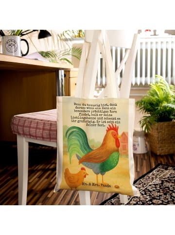 Mr. & Mrs. Panda Shopping Tasche Hahn Korn Design mit Spruch in Weiß