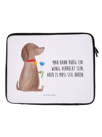 Mr. & Mrs. Panda Notebook Tasche Hund Blume mit Spruch in Weiß