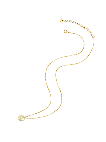 Glanzstücke München Halskette Kreis aus Sterling Silber mit Opal (synth.) in gelbgold