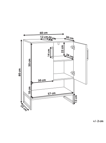Beliani Waschbeckenunterschrank MISCANTI in Braun/Schwarz - (W) 60 x (H) 80 x (L) 30 cm