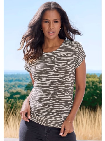 LASCANA Kurzarmshirt in taupe, creme