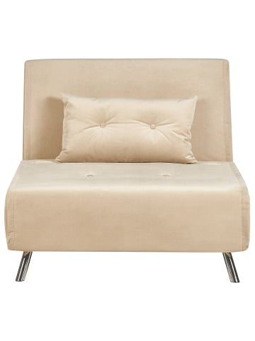 Beliani Schlafsofa FARRIS in Beige/Silber - (W) 100 x (H) 89 x (L) 87 cm