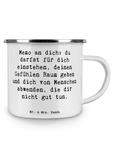Mr. & Mrs. Panda Emaille Tasse Spruch Gefühle Freiheit mit Spruch in Weiß