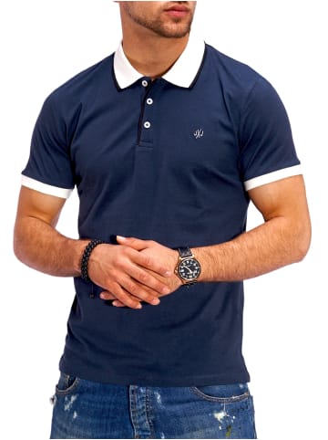 Jack & Jones Poloshirt - JJJAQPOLO in Kontrastfarben in Navy