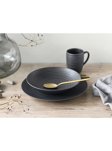 CreaTable Serie Lava Stone black, Geschirrset, Kombiservice 16 teilig in Schwarz