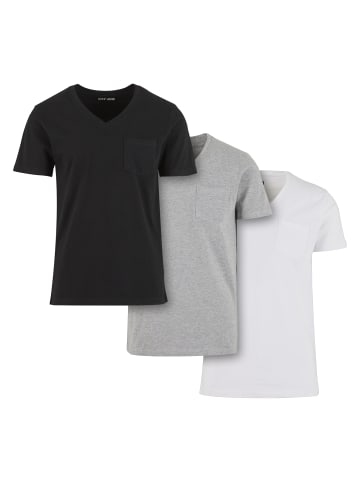 DEF T-Shirt in black/white/grey melange