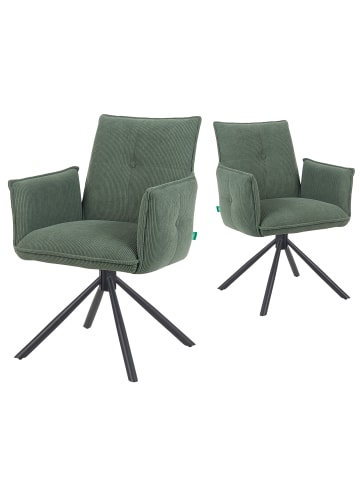 DUBI Möbel 2er-Set: Drehstuhl Mika-Nevio in Grün - (B)60 x (H)88 x  (T)63 cm
