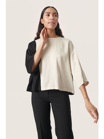 Soaked in Luxury Kurzarm-Bluse SLCevina Lockere Passform in Black & White Blocking