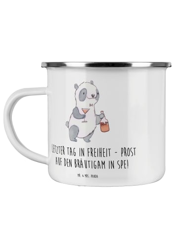 Mr. & Mrs. Panda Haferl Junggesellenabschied Feier mit Spruch in Weiß