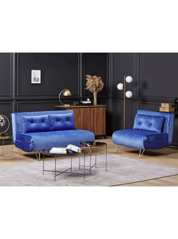 Beliani 2-tlg 3-Sitzer Sofa VESTFOLD in Blau/Gold