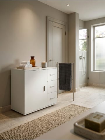 KADIMA DESIGN Badezimmerschrank, zeitlos, großer Stauraum, matt weiß, 60x65,5x33 cm