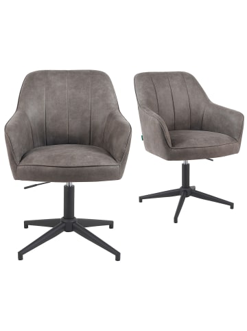 DUBI Möbel 2er-Set: Bürostuhl Mika-Elin in Taupe - (B)60 x (H)84 x  (T)65 cm