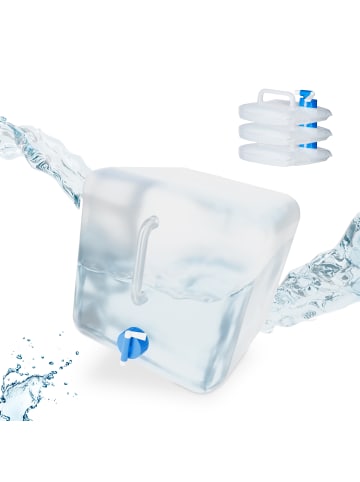 relaxdays 4x Wasserkanister in Transparent/Blau - 20 Liter