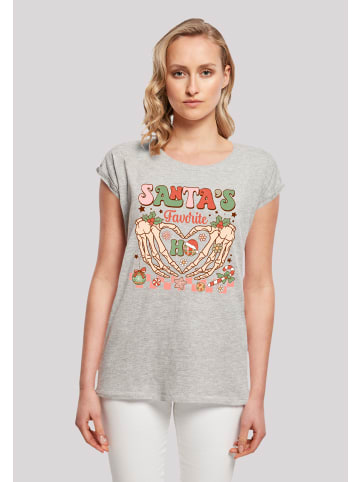 F4NT4STIC T-Shirt Santas favorite Ho Ho Ho Weihnachten in grau meliert