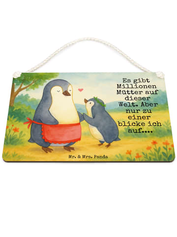Mr. & Mrs. Panda Schild Pinguin mit Kind Design mit Spruch in Weiß
