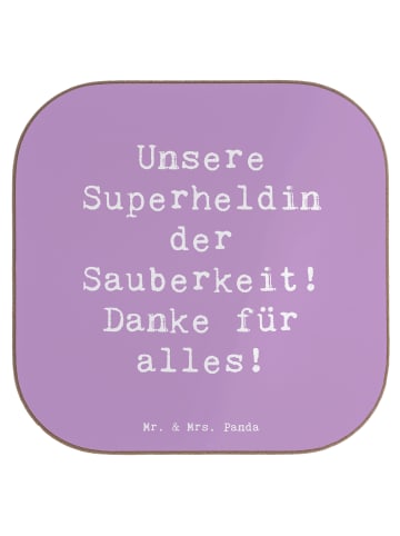 Mr. & Mrs. Panda Untersetzer für Gläser Spruch Putzfrau Superhel... in Lavendeltraum
