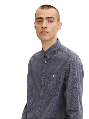 Tom Tailor Langarmhemd in navy white structure