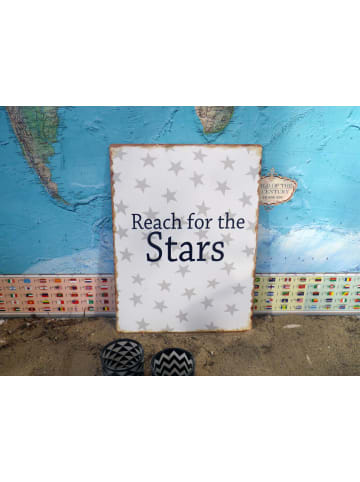 Boltze Metallschild REACH FOR THE STARS Deko Schild 30x40 cm