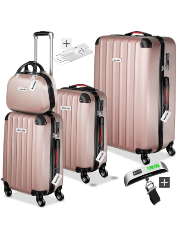 tectake Hartschalenkoffer-Set Cleo mit Sicherheits-Zahlenschloss, roségold