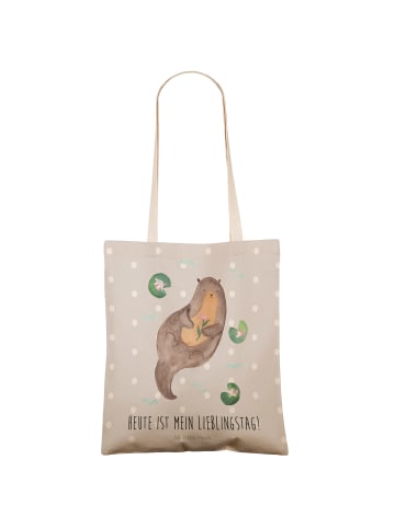 Mr. & Mrs. Panda Tote Bag Otter Seerose mit Spruch in Grau Pastell