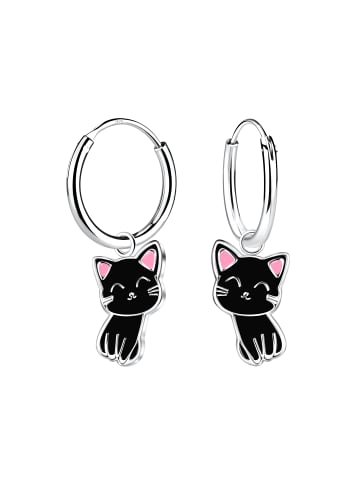 Alexander York Ohrringe Charm-KATZE schwarz in 925 Sterling Silber, 2-tlg.